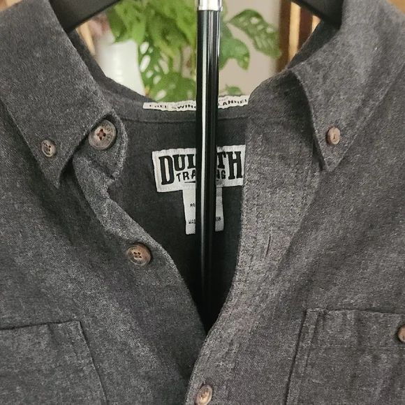 Duluth Trading Co Charcoal Free Swinging Flannel Button-Up Shirt - Picture 3 of 5